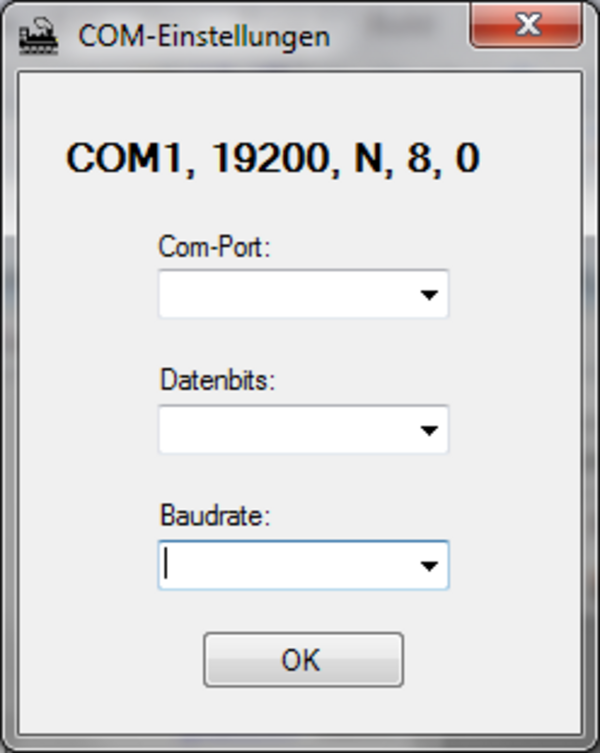 COM-Einstellungen Fenster